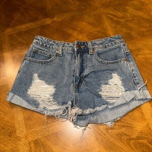 Forever 21 Blue Distressed Jean Shorts